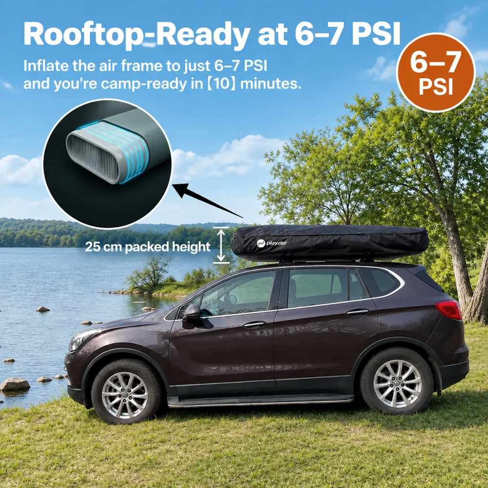 PlayDo Skiff Compact Lightweight Inflatable Rooftop Tent