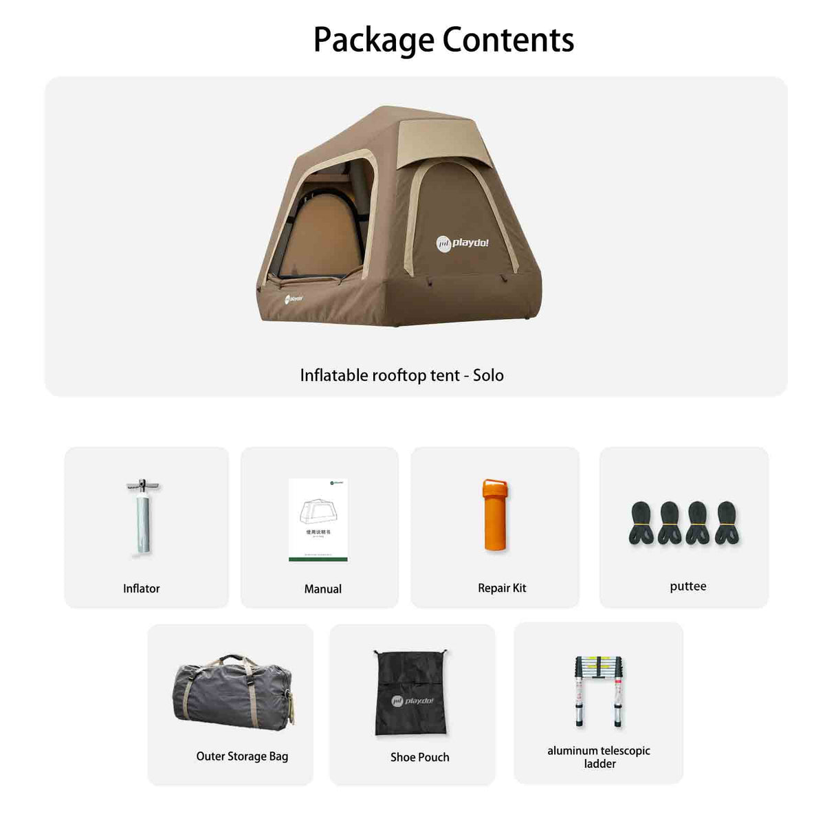 PlayDo 1-Person Rooftop Tent｜Solo Lightweight Inflatable Rooftop Tent