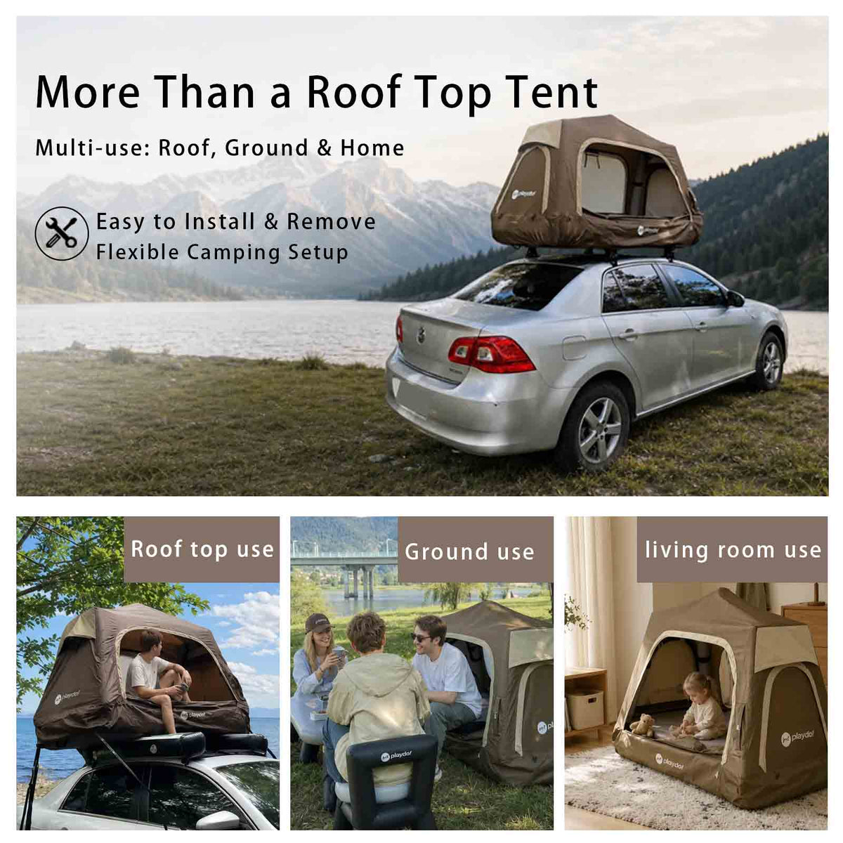 PlayDo 1-Person Rooftop Tent｜Solo Lightweight Inflatable Rooftop Tent